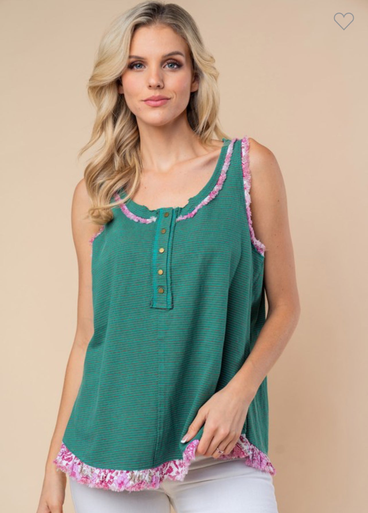 Green Striped Knit Tank