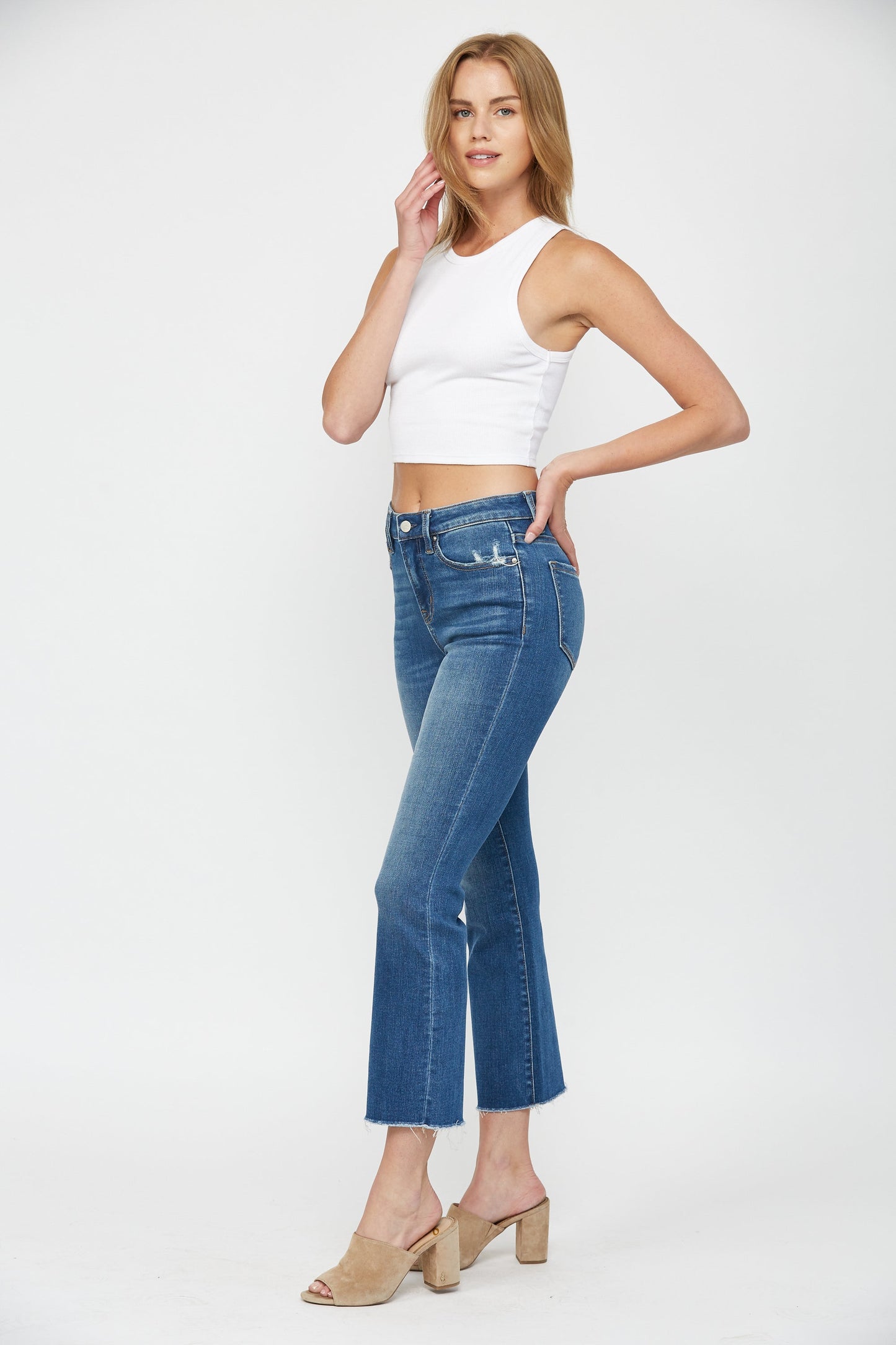 Mica Mid Rise Bootcut Crop Jeans