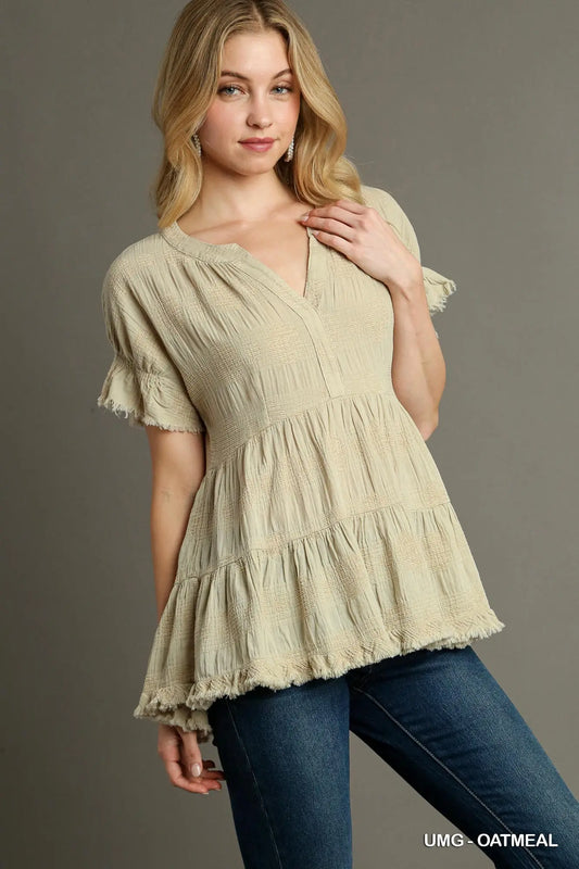 Oatmeal Babydoll Dot Top