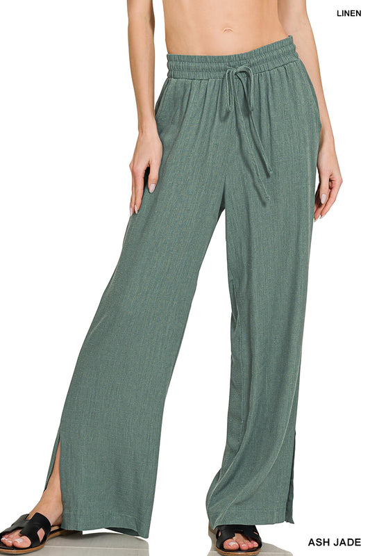 Ash Jade Linen Drawstring Pants