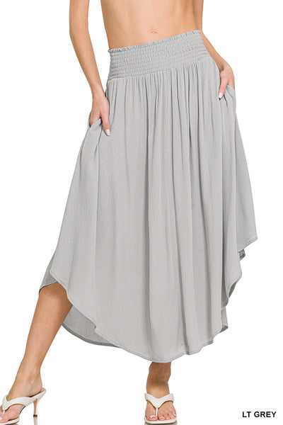 Ash Grey Crinkle Pocket Maxi Skirt