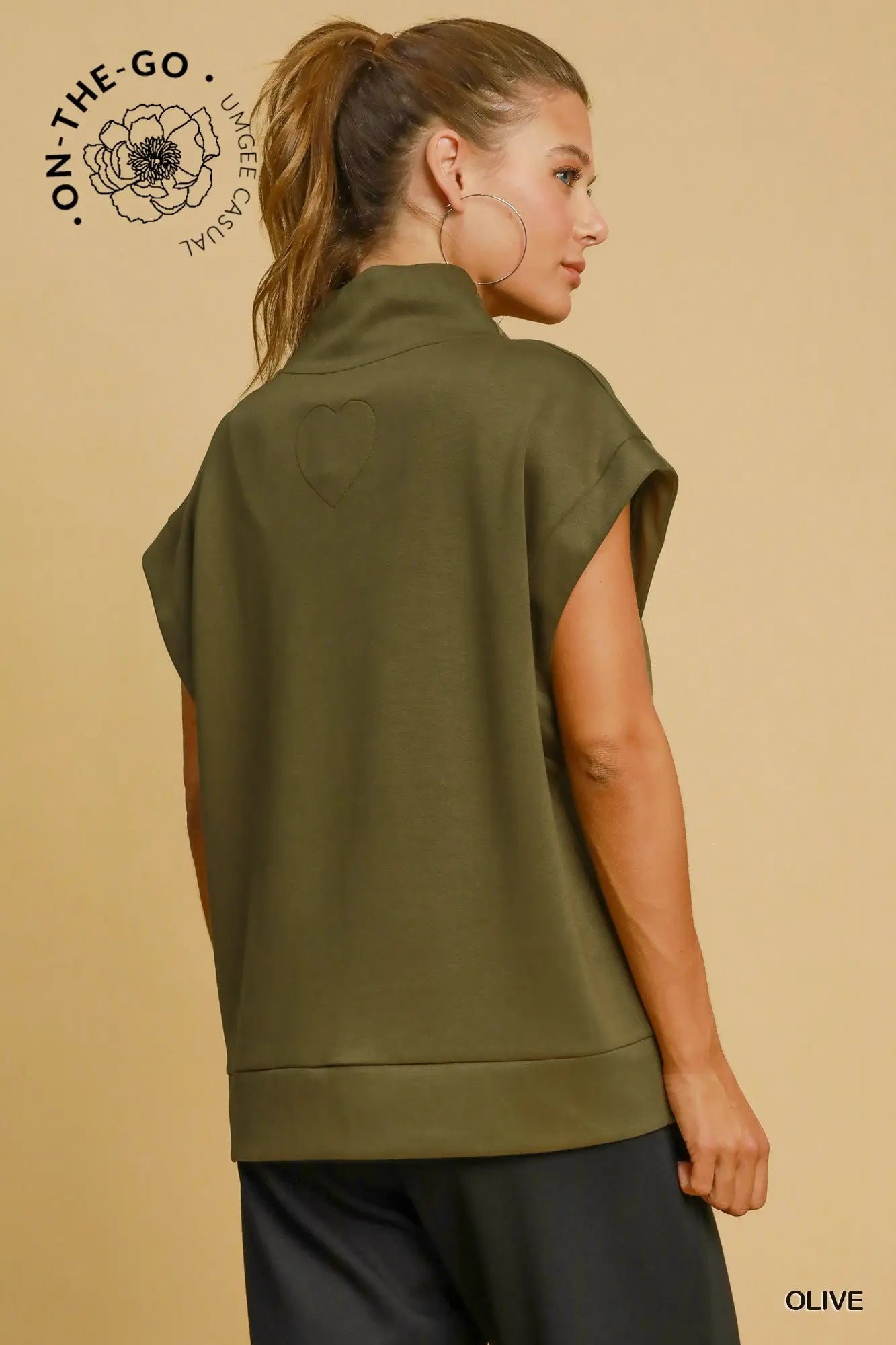 Olive Luxe Half Zip Top