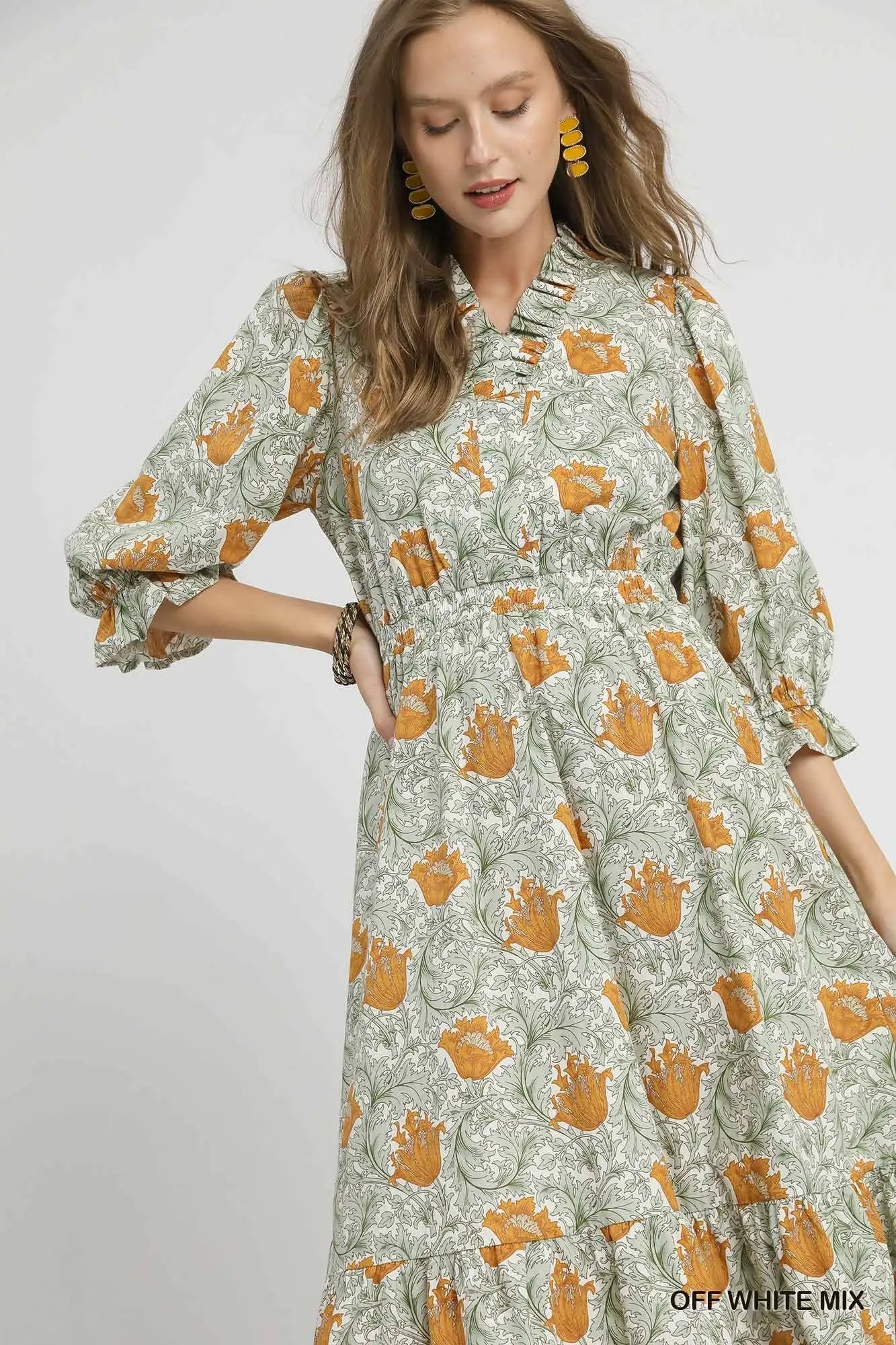 Abstract Print Midi Dress