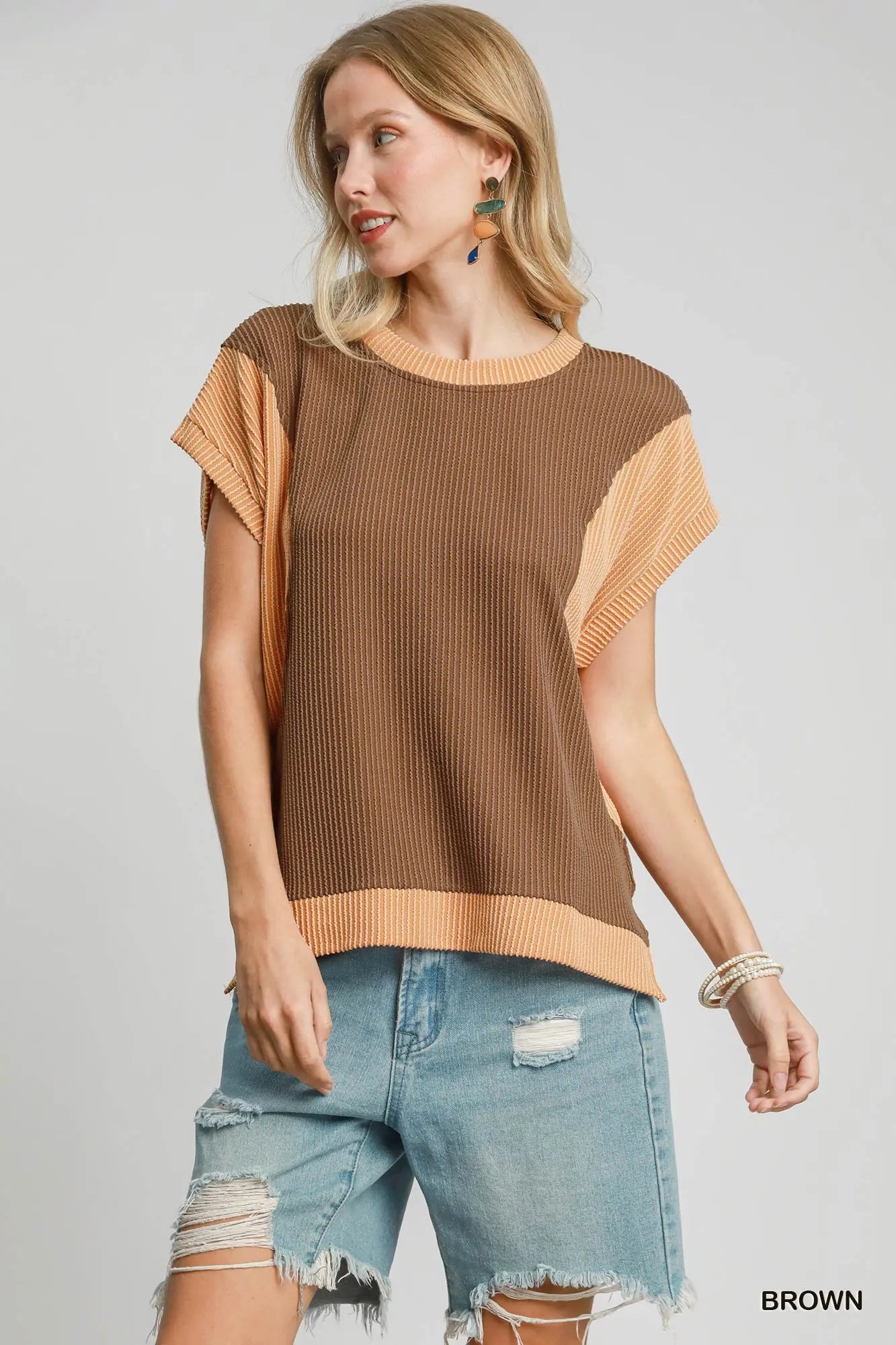 Textured Colorblock Top