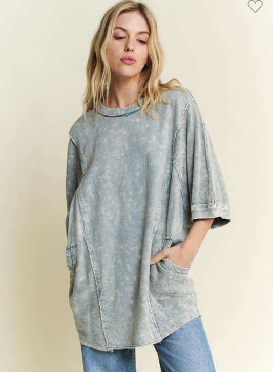 Grey Pocket Mineral Wash Shirt