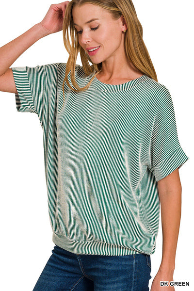 Dark Green Corded Rib Top