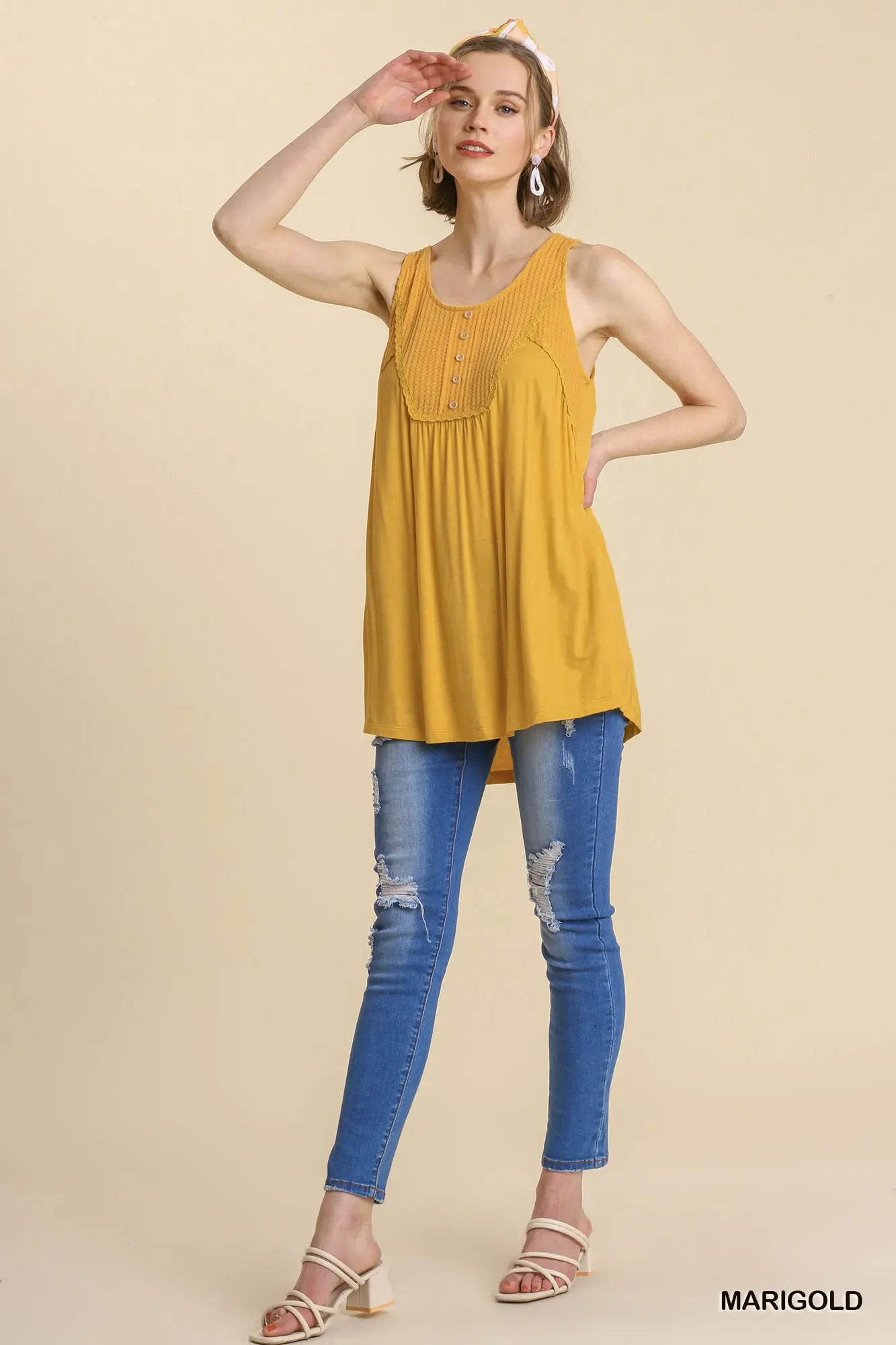 Marigold Waffle Knit Tunic Tank