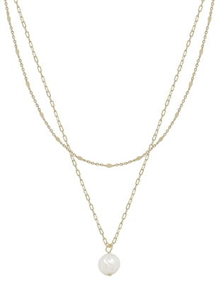 Gold Layered Pearl Necklace