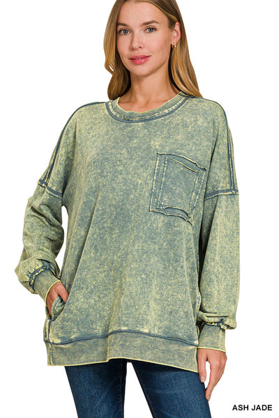 Ash Jade Raw Edge Acid Pullover