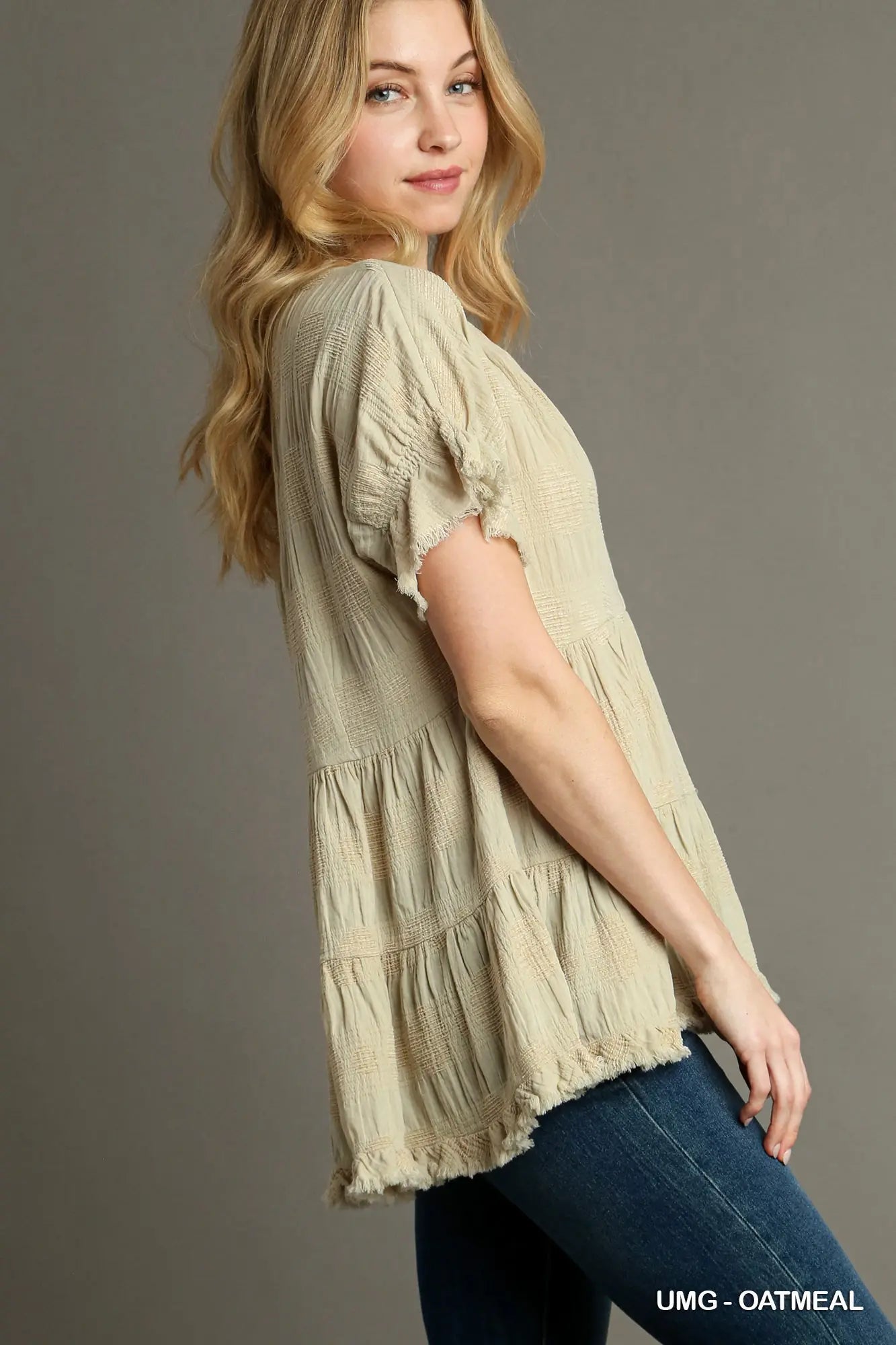 Oatmeal Babydoll Dot Top