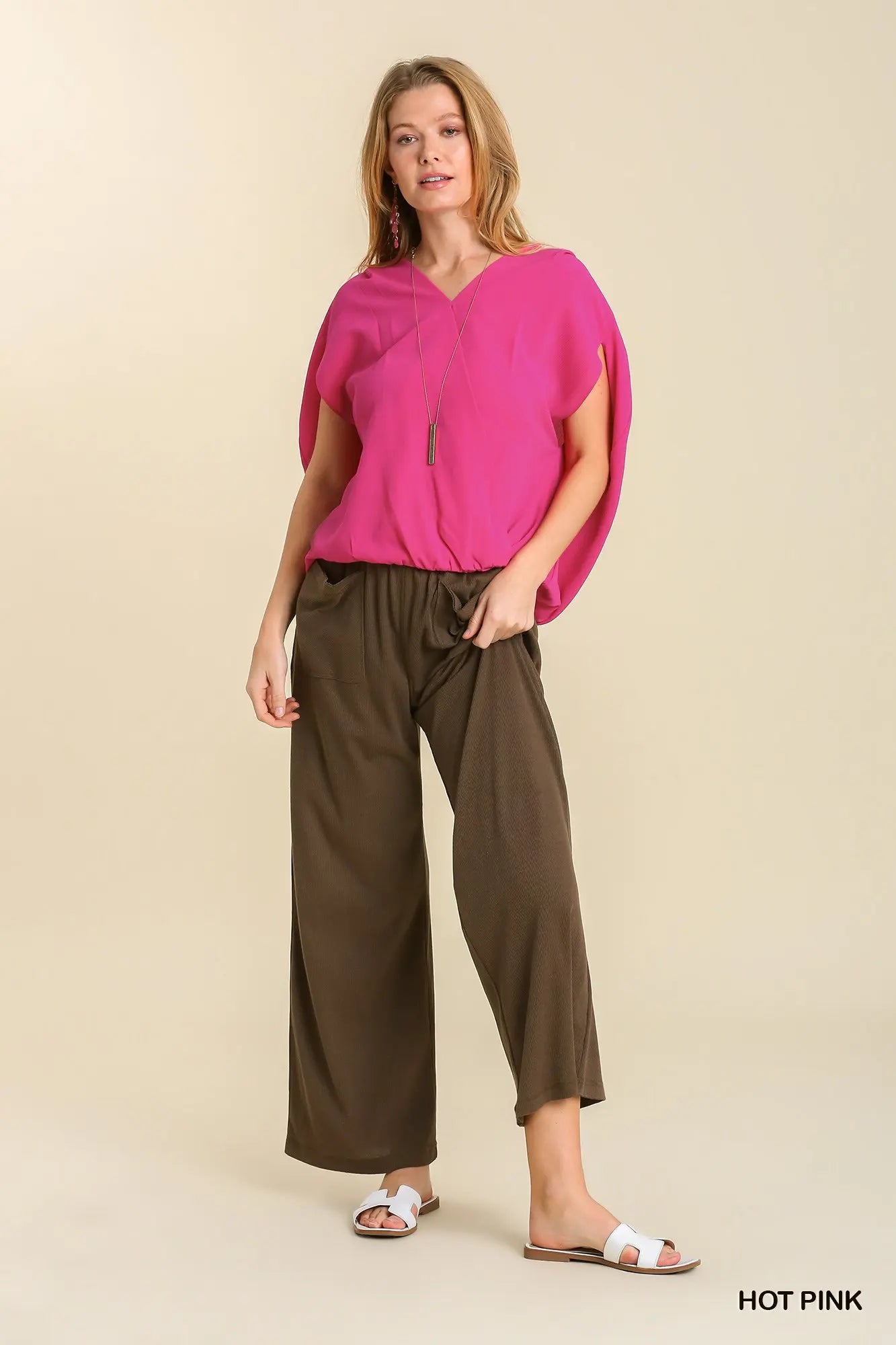 Hot Pink Surplice Crossover Top