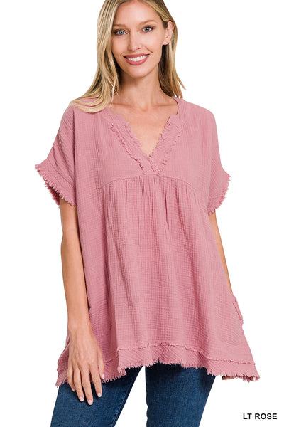 Rose Raw Edge Top