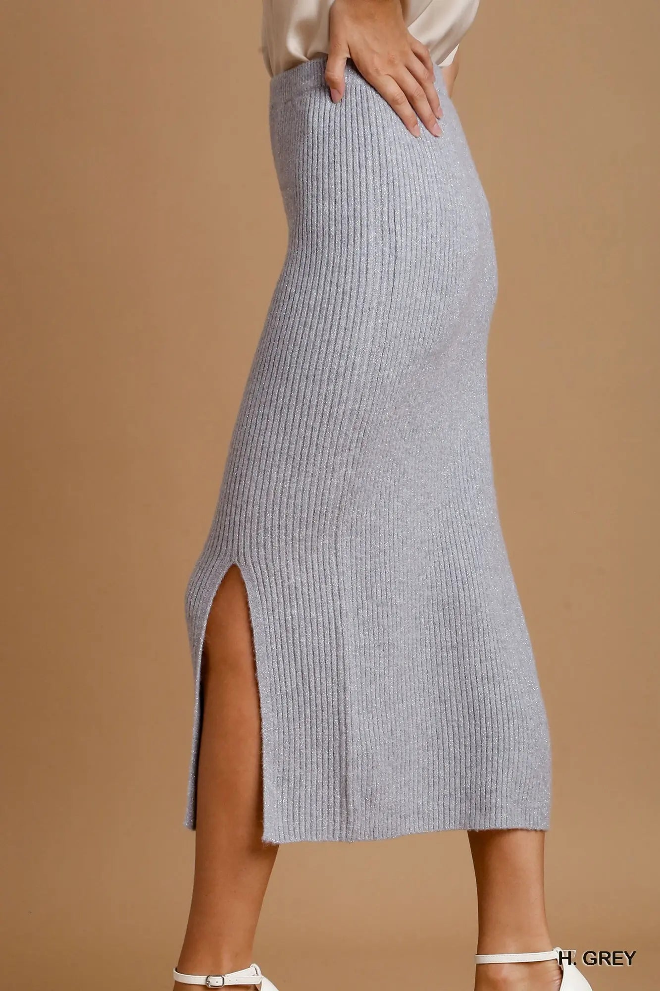 Grey Sweater Midi Skirt