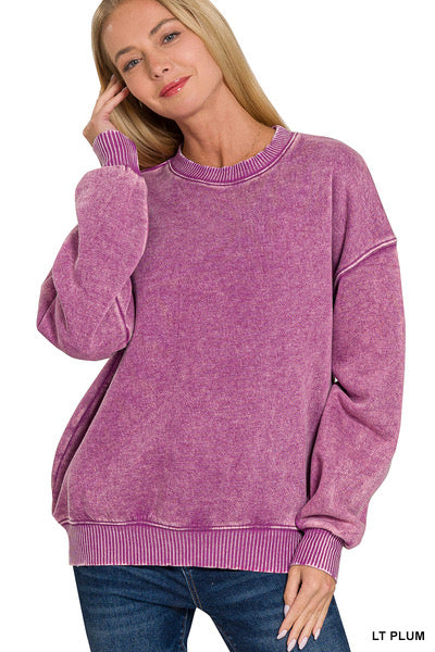 Light Plum Acid Wash Pullover