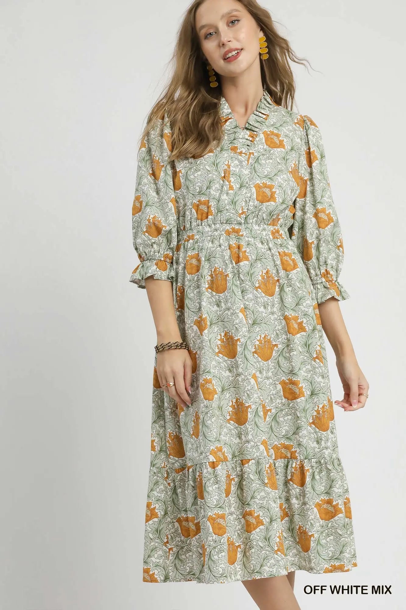 Abstract Print Midi Dress