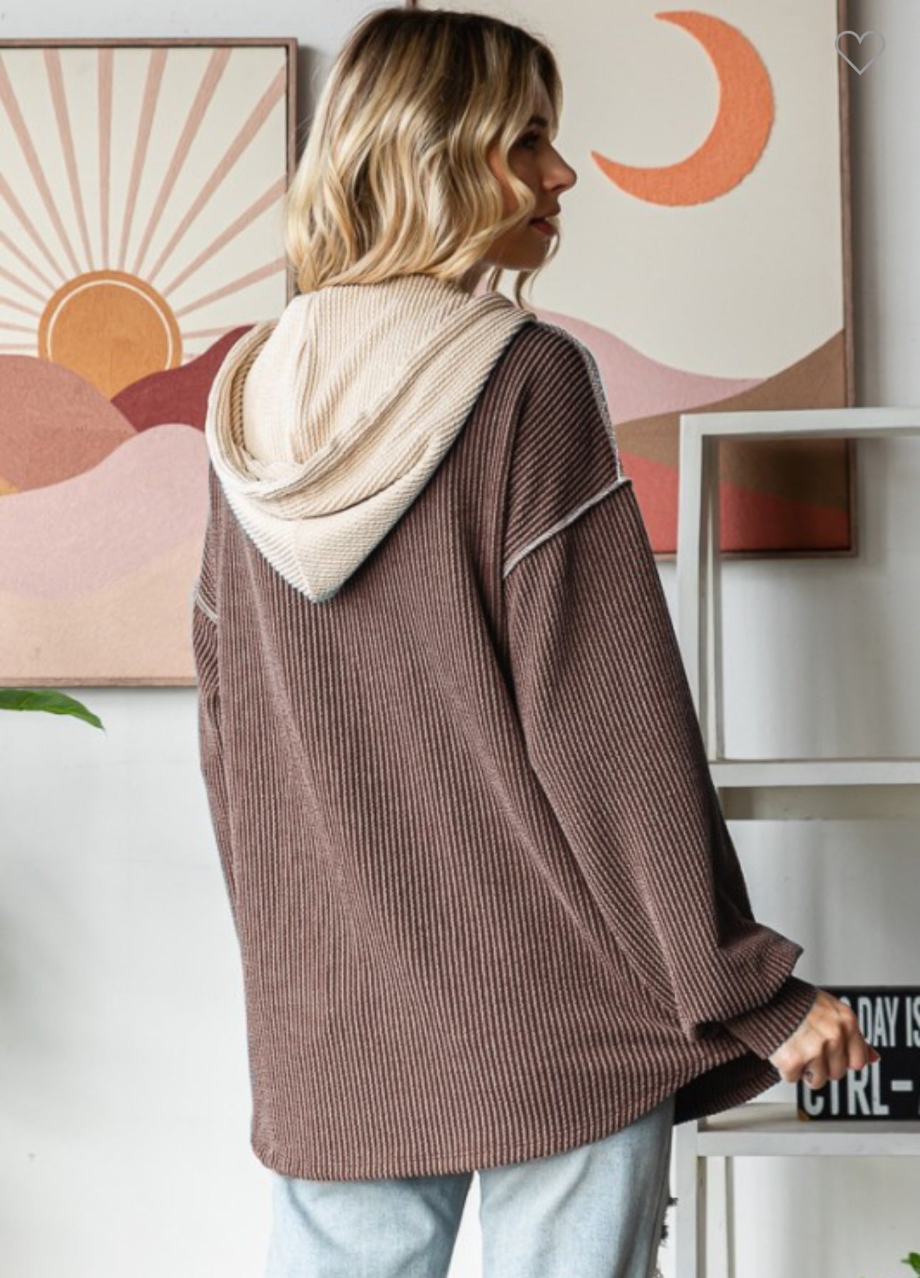 Ribbed Button Hoodie