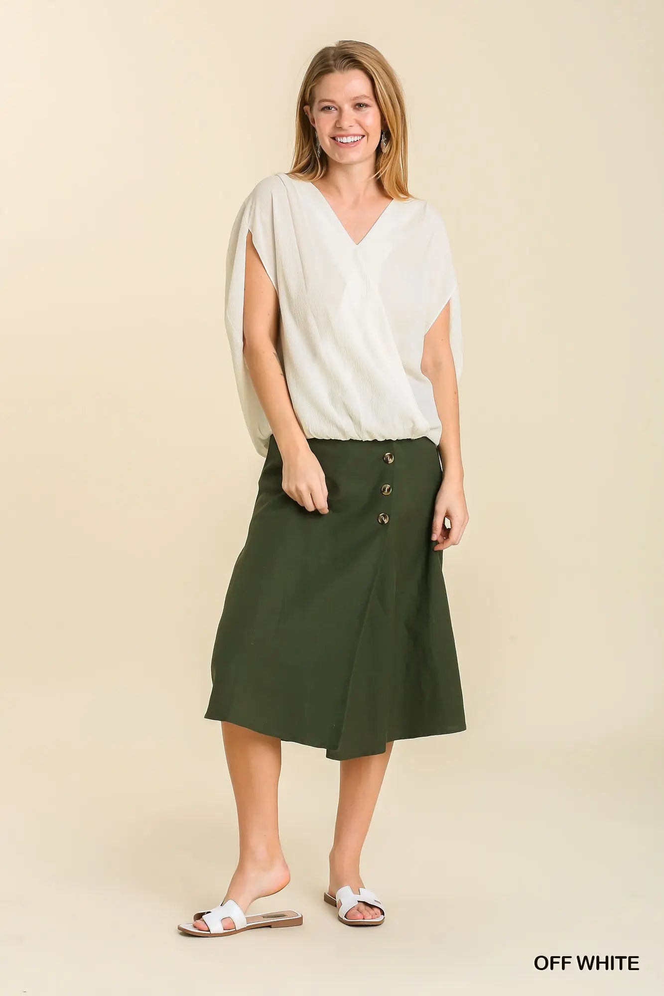 Off White Surplice Crossover Top