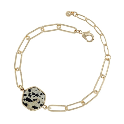 Gold Dalmatian Hexagon Bracelet