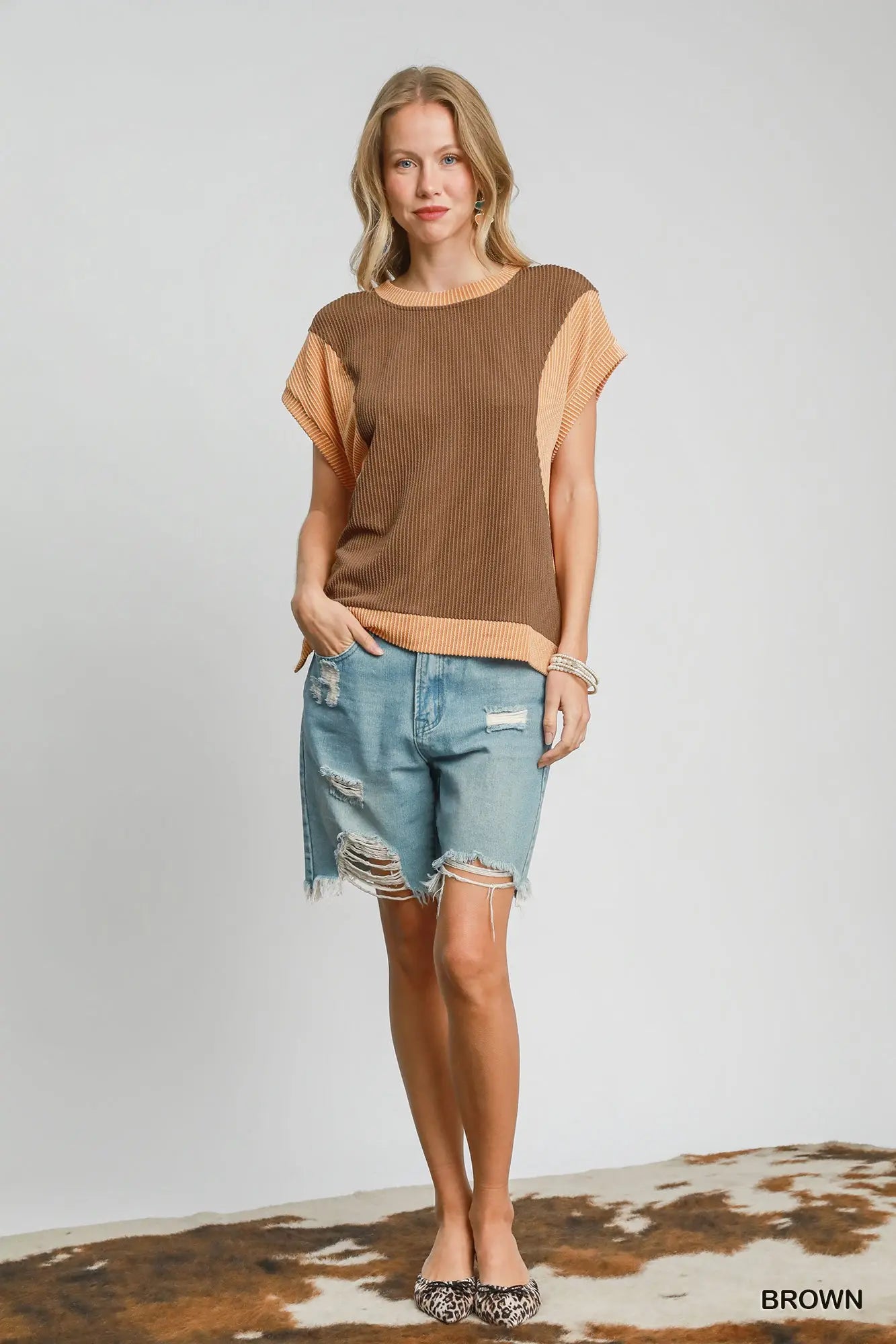 Textured Colorblock Top