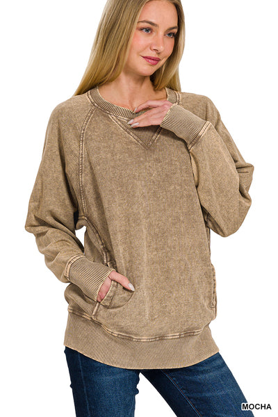 Mocha Wash Pocket Pullover