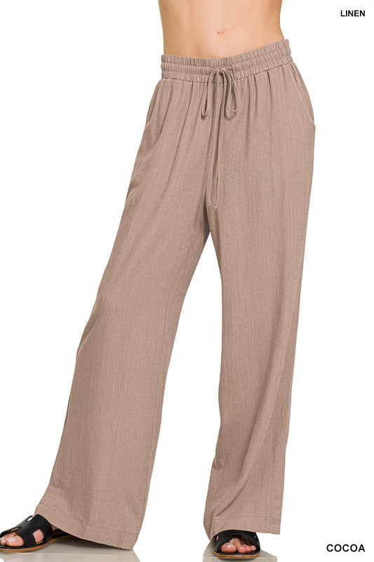 Cocoa Linen Drawstring Pants