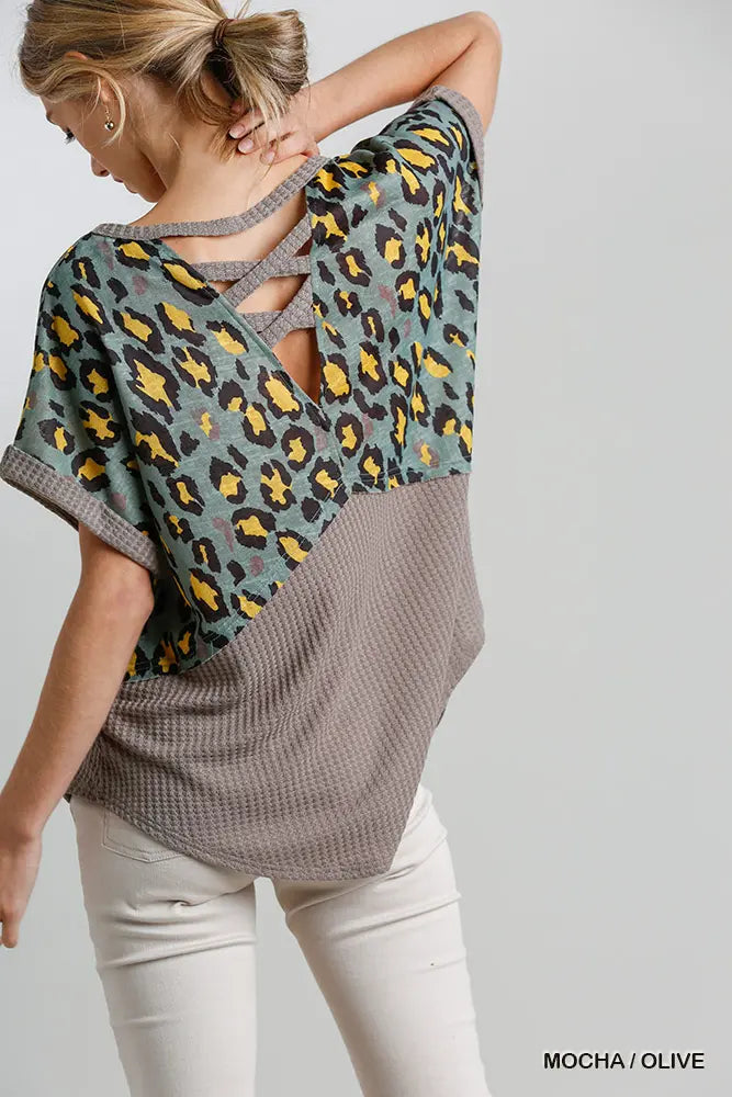 Waffle Knit Criss Cross Top