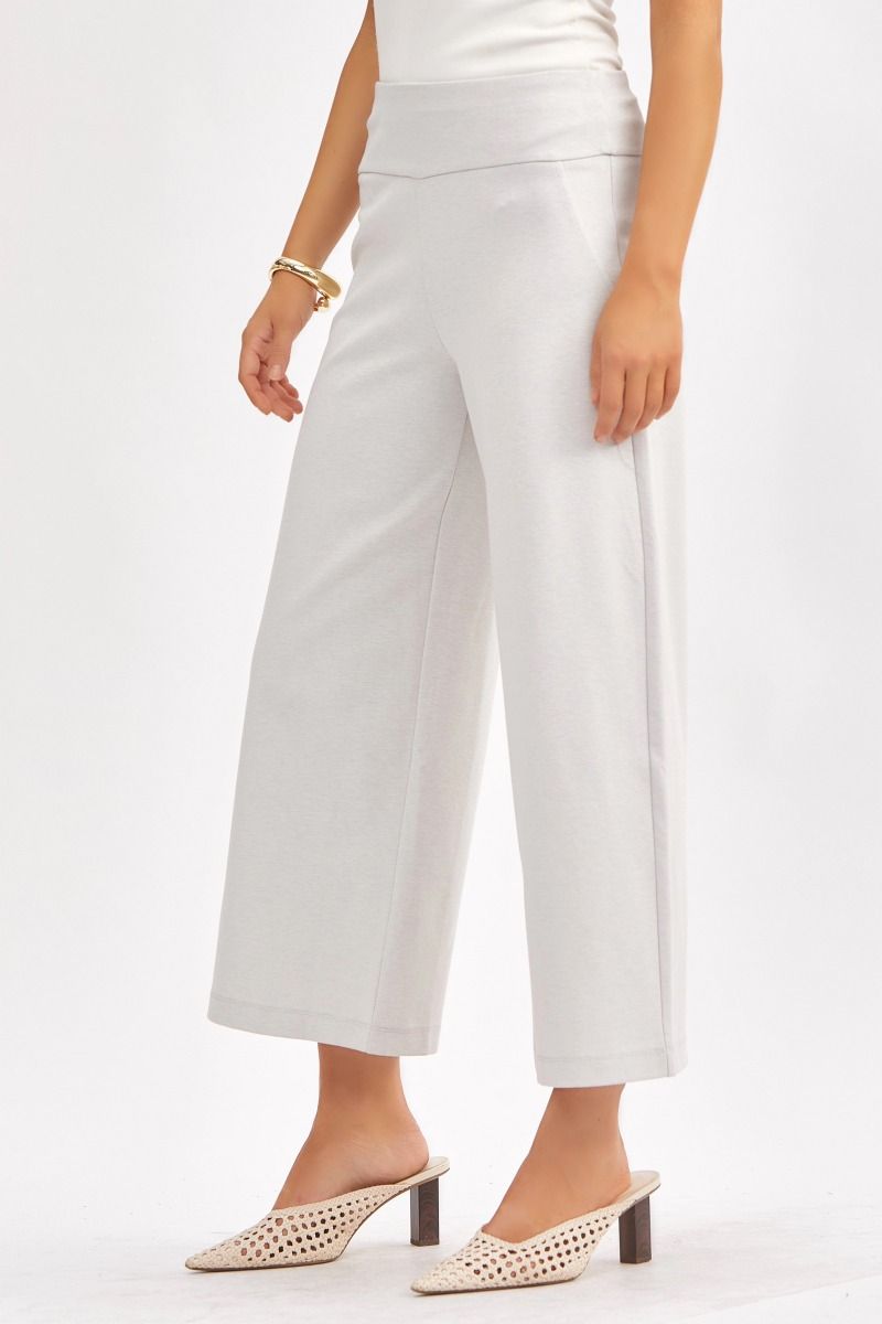 Pearl Grey Boss Babe Wide Crop Pants