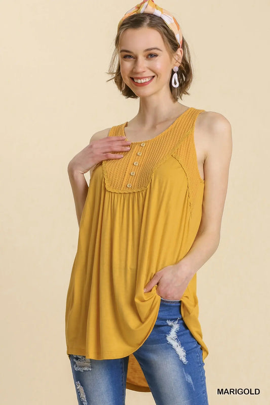 Marigold Waffle Knit Tunic Tank