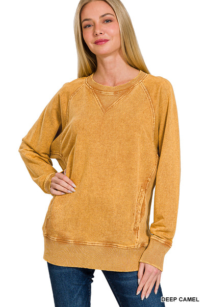 Mustard Acid Wash Pocket Pullover