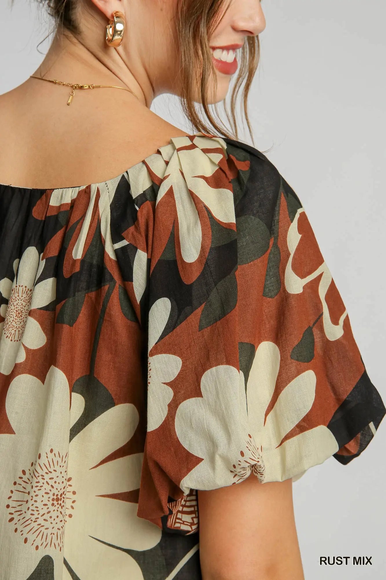 Rust Mix Floral Top