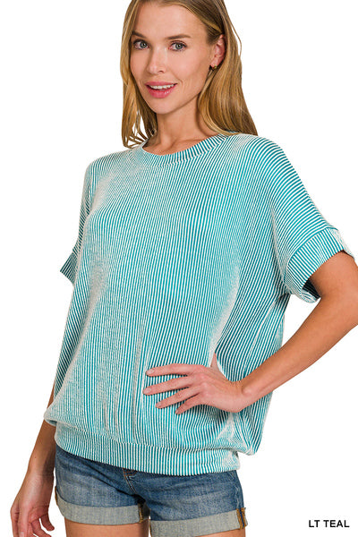 Teal Corded Rib Top