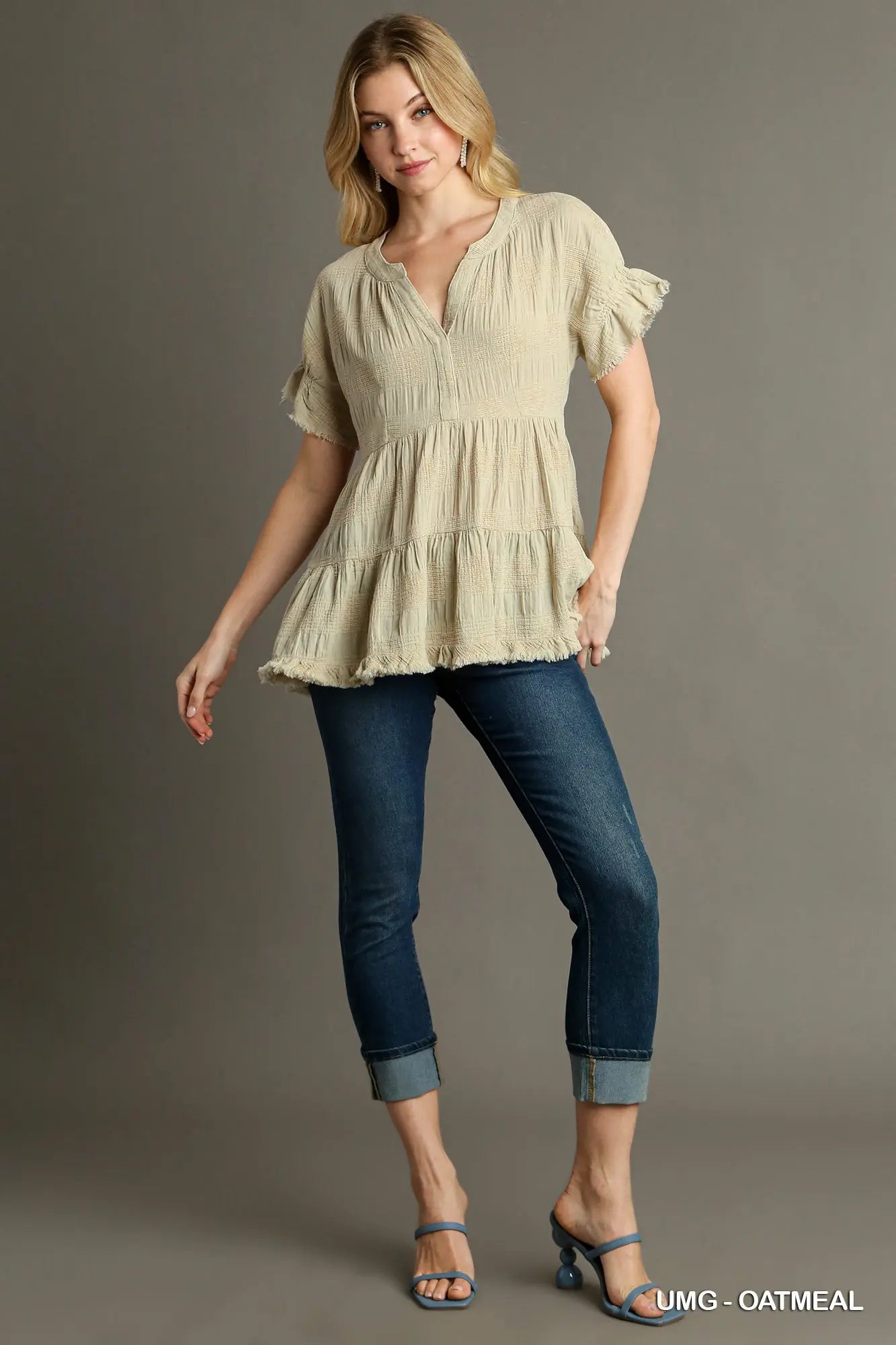 Oatmeal Babydoll Dot Top