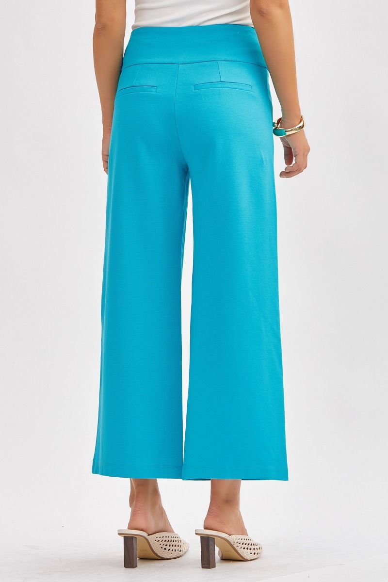 Tropic Teal Boss Babe Wide Crop Pants