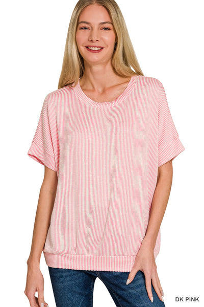 Pink Corded Rib Top