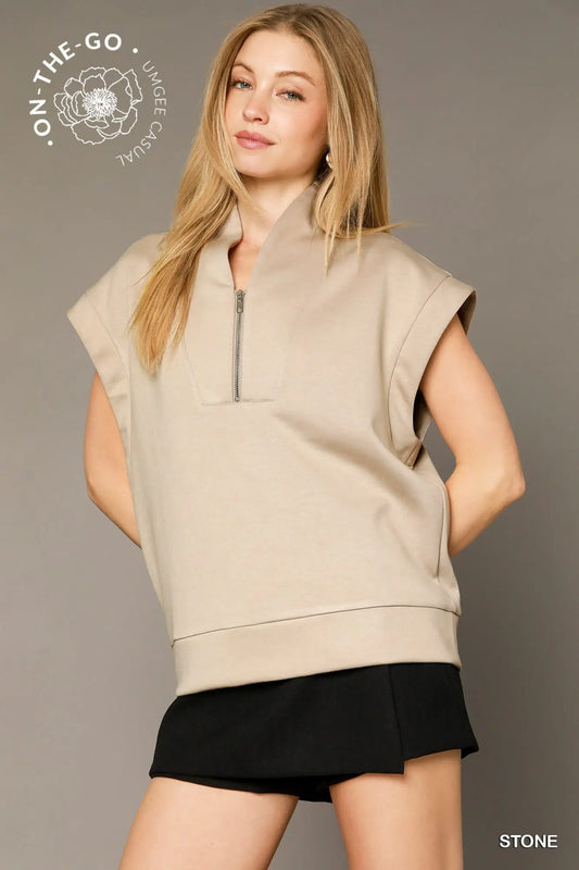 Stone Luxe Half Zip Top