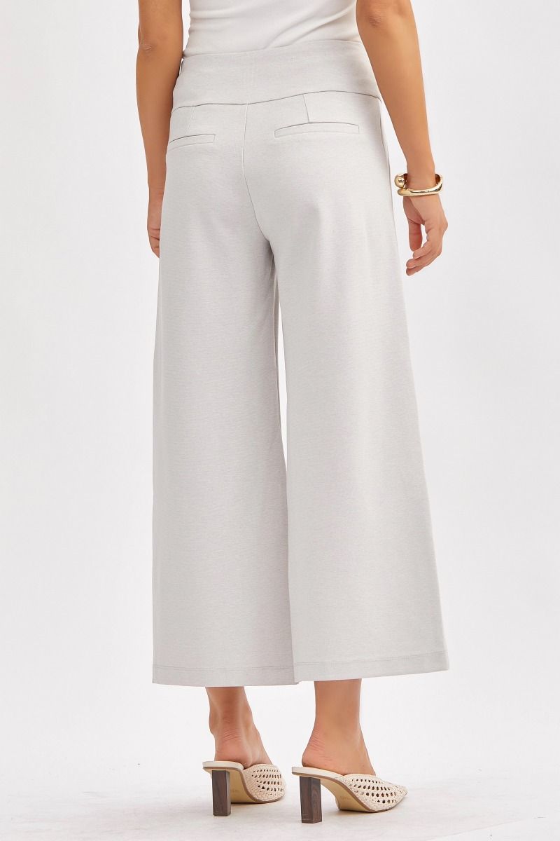 Pearl Grey Boss Babe Wide Crop Pants