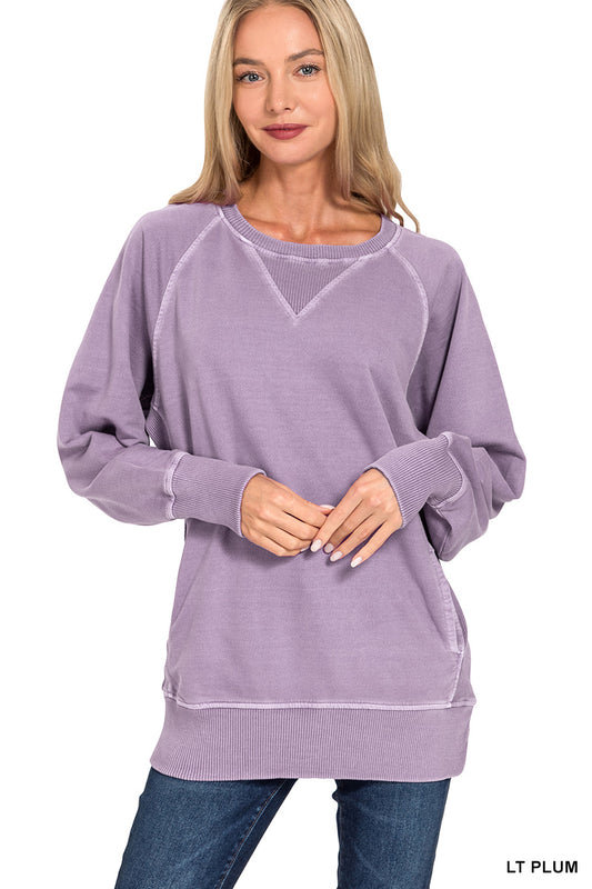 Plum French Terry Pocket Pullover