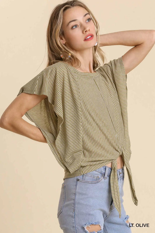 Batwing Front Tie Jersey Top