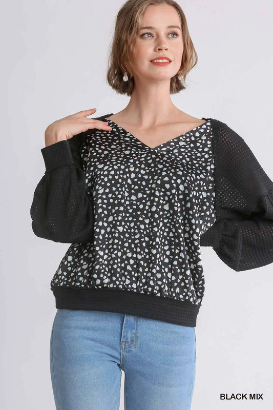 Black Animal Print Top