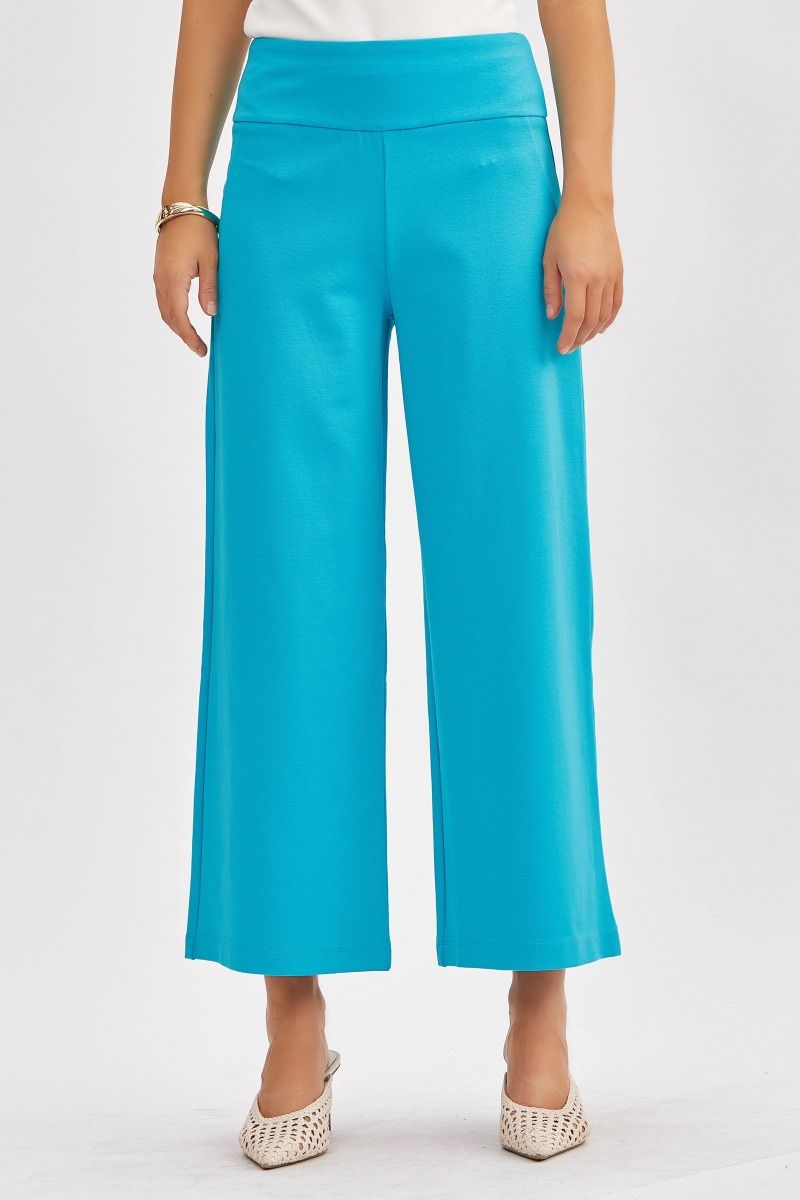 Tropic Teal Boss Babe Wide Crop Pants