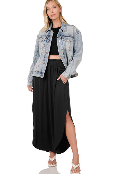 Black Pocket Maxi Skirt