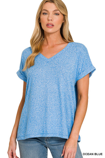 Ocean Blue Melange Hacci Tee
