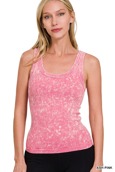 Ash Pink 2 Way Ribbed Reversible Tank