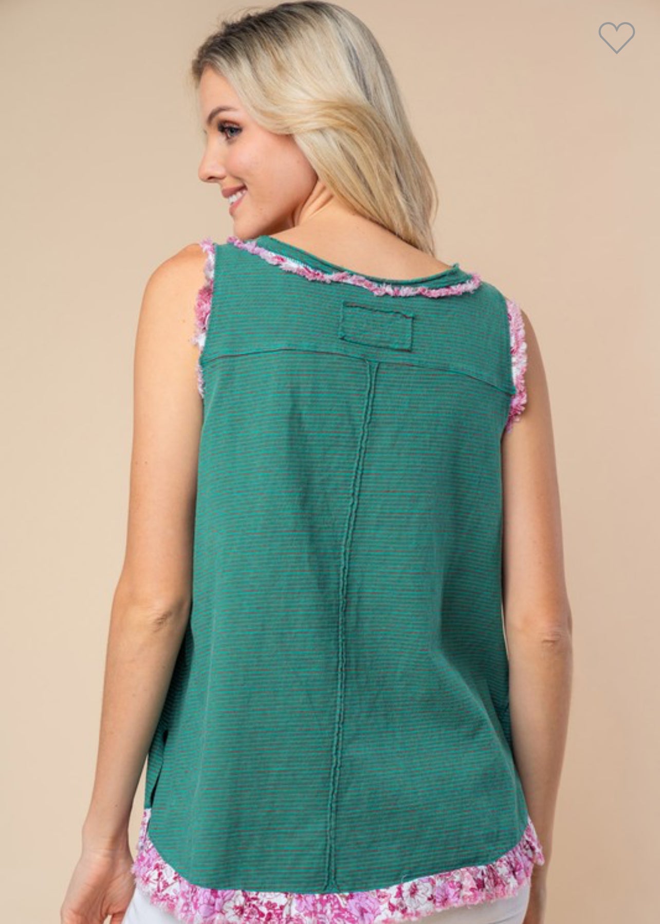 Green Striped Knit Tank