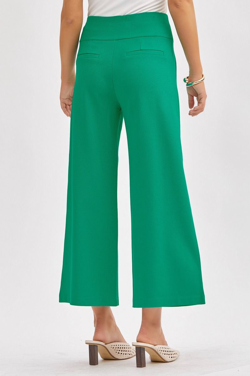 Kelly Green Boss Babe Wide Crop Pants