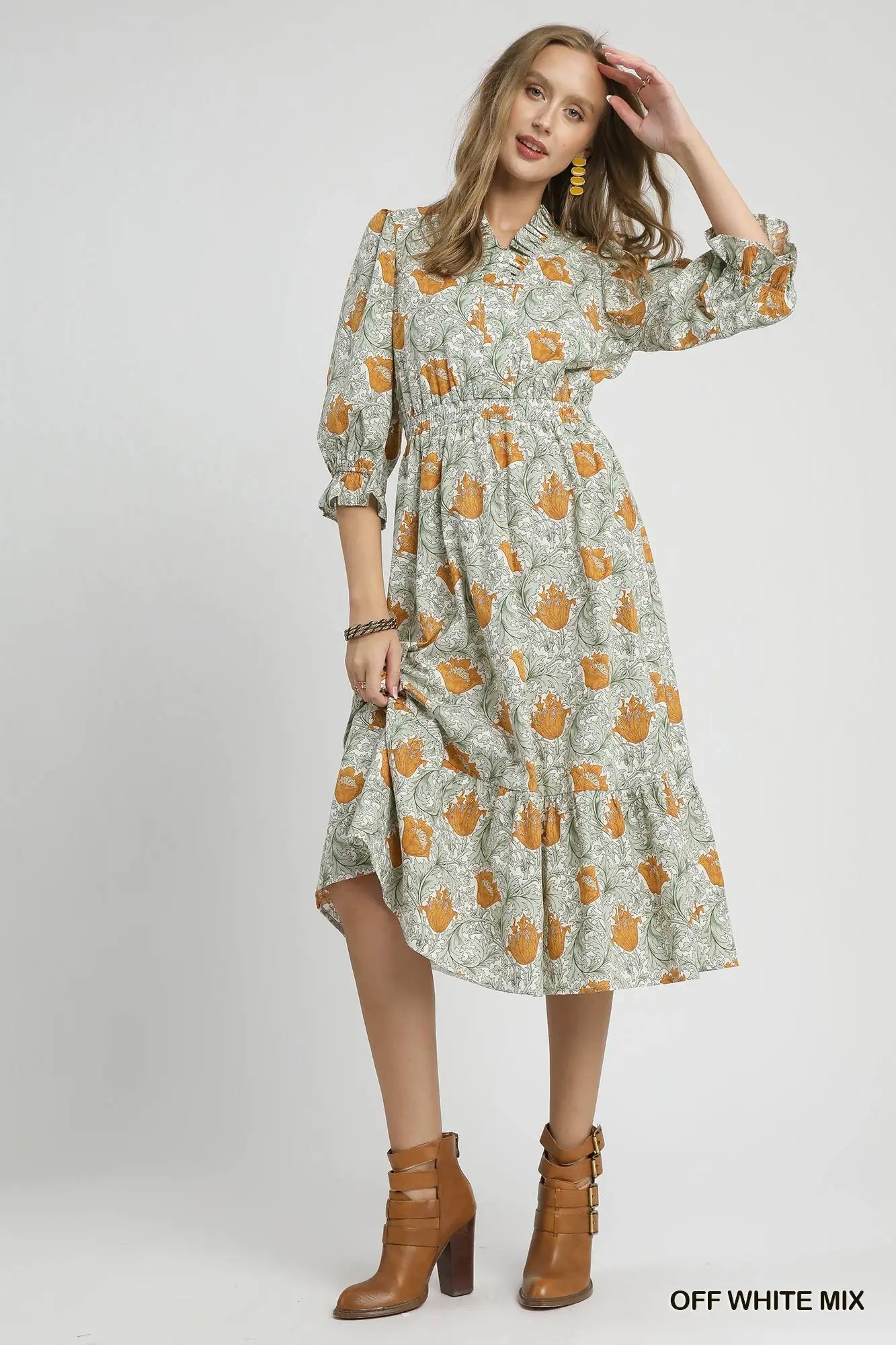 Abstract Print Midi Dress