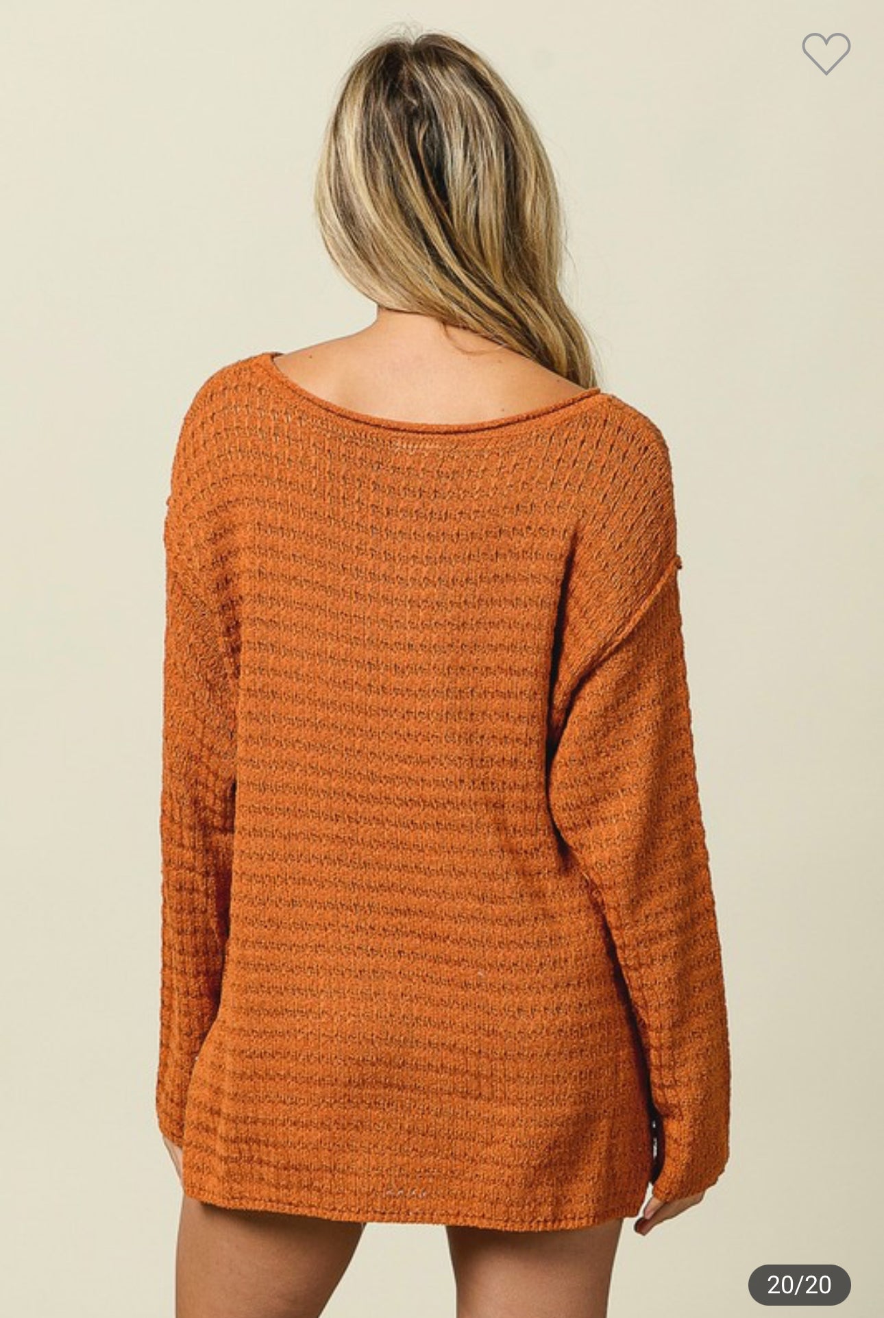 Rust Raw Edge Knit Top