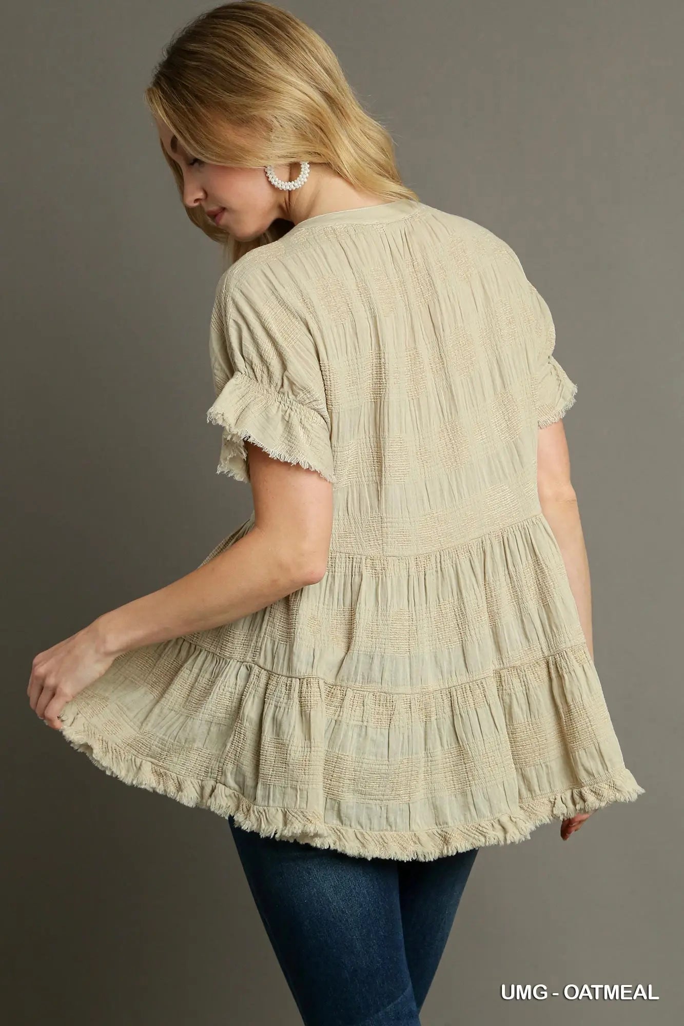 Oatmeal Babydoll Dot Top