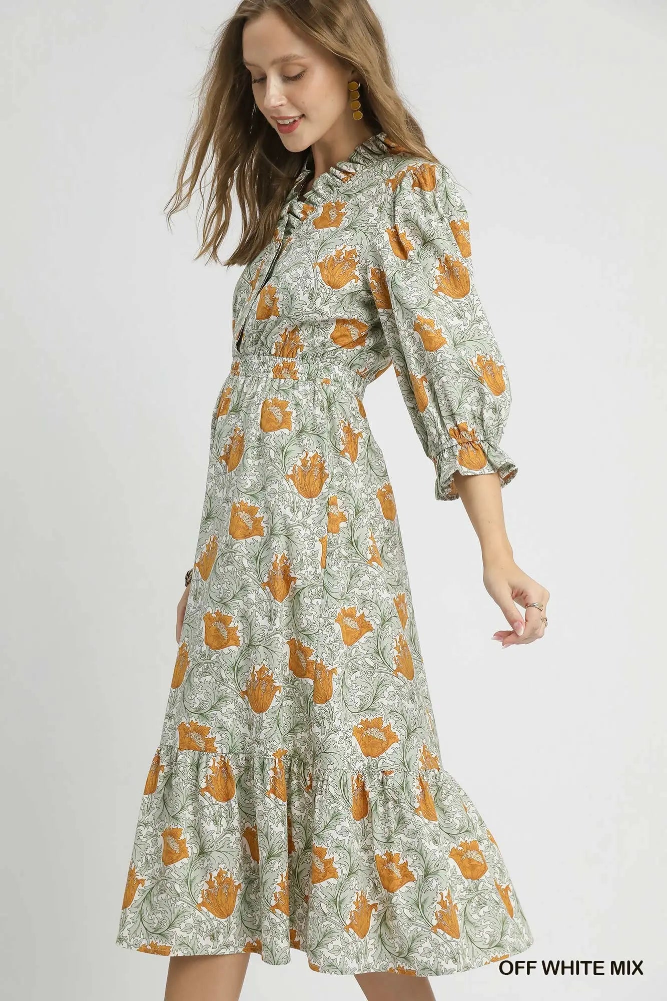 Abstract Print Midi Dress