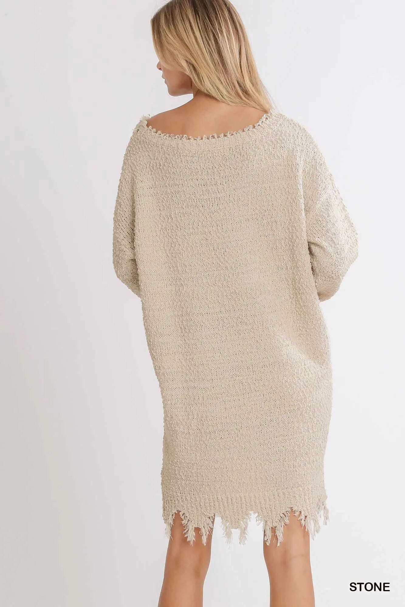 Distressed Boatneck Sweater Dress